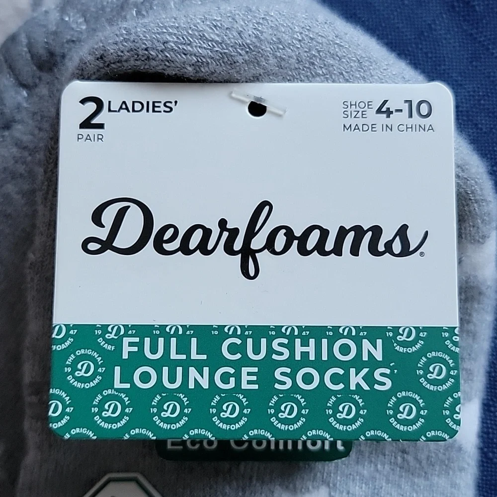 Dearfoams Women's Full Cushion Lounge Socks - Gray & White
